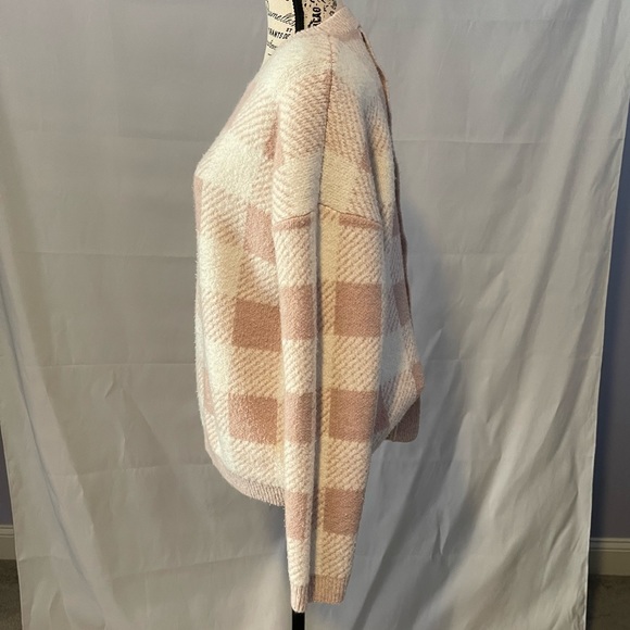 Verve Ami Women's Pink Buffalo Check Soft Button Back Long Sleeve Sweater XL - Picture 4 of 11